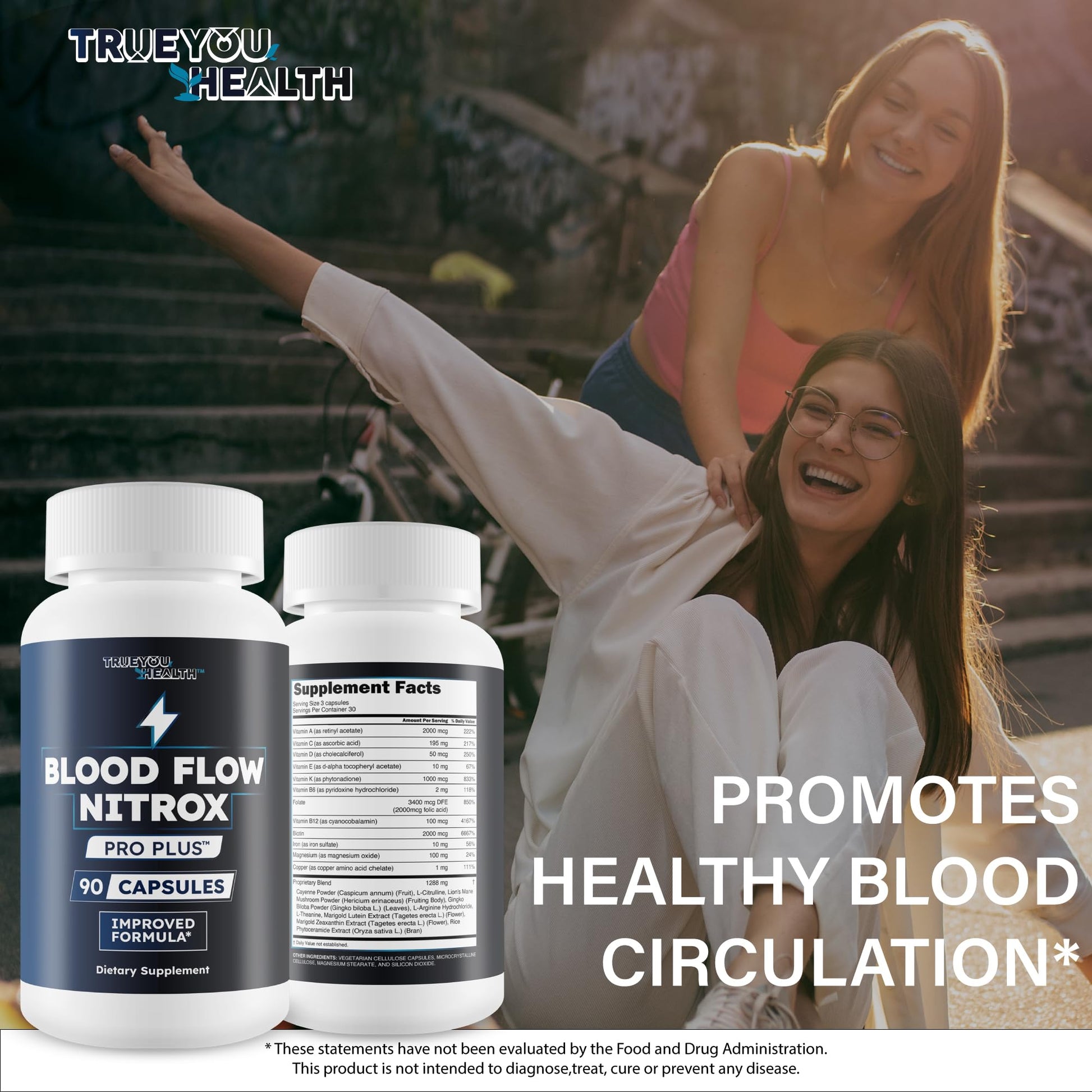Blood Flow Nitrox Pro Plus - Improved Formula - Our Best Blood Circulation Supplements For Men - Vasodialators - Increase Blood Flow Care Blood Circulation Supplement Blood Flow Supplement For Men True You HealthAu supplements