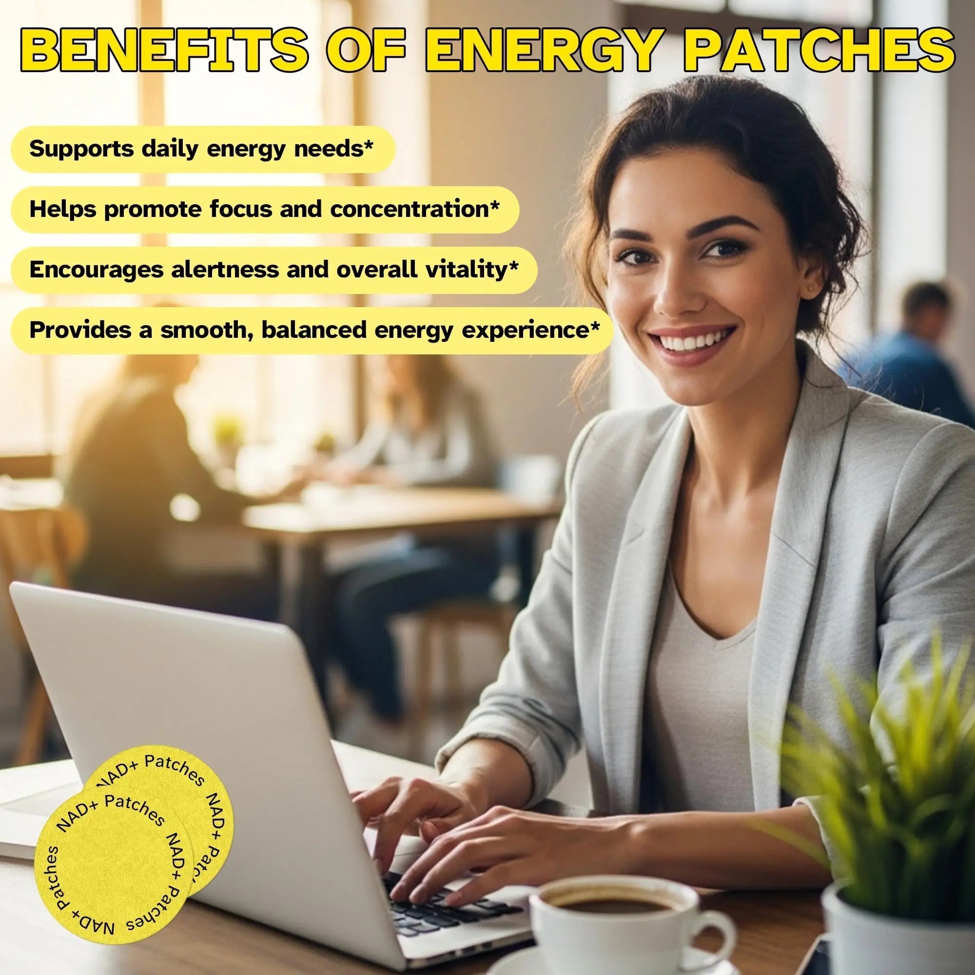 Energy Patches – 30 Plant-Based Patches with Biotin, Caffeine & Ginseng – Gentle Daily Support for Focus, Alertness & Vitality – Vegan Formula, 1 Month Supply VitaluminaAu supplements