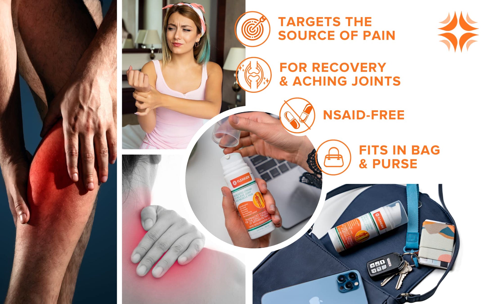 FLEXIGEN Pain Cream Lotion 3-Pack – Natural Menthol Formula with Frankincense & Essential Oils – Fast-Acting, Non-Greasy, Pleasant Scent FLEXIGENAu supplements