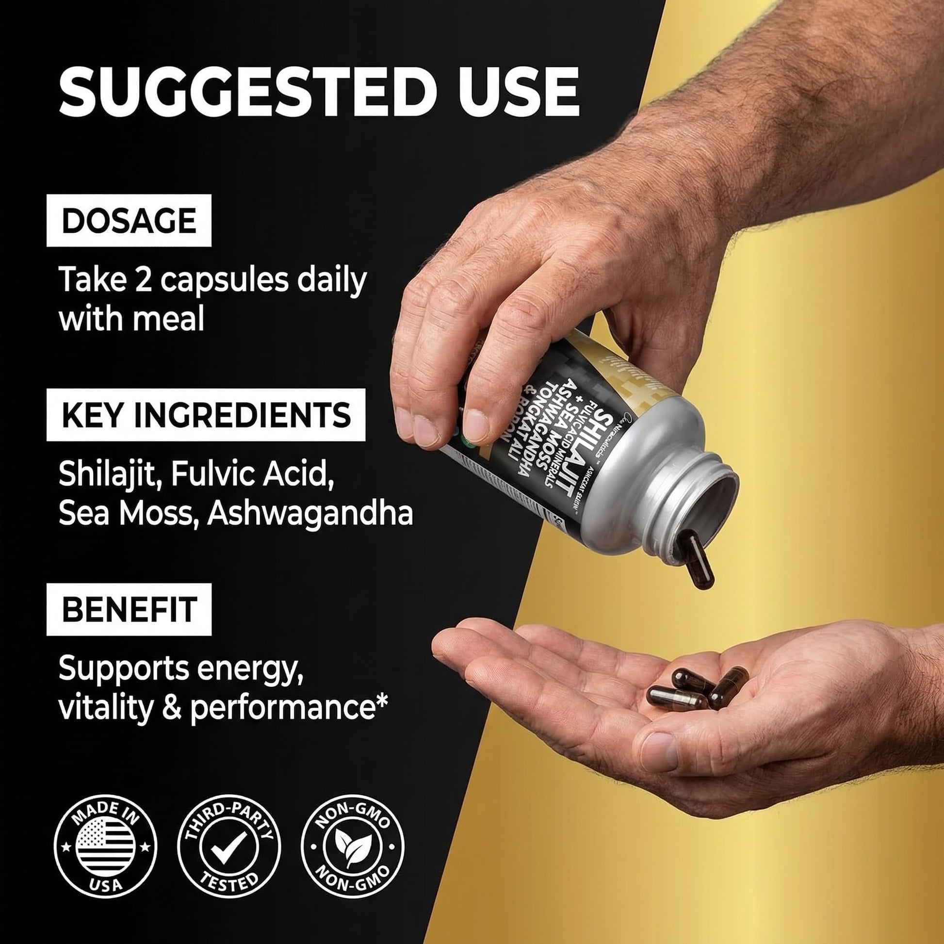 Clean Nutraceuticals Shilajit Supplement for Men with Sea Moss, Tongkat Ali, Ashwagandha, Boron, Zinc, CoQ10, PQQ - Fulvic Acid Capsules - Energy Support - 90 Count - Resin, Gummy & Powder Alternative Clean NutraceuticalsAu supplements