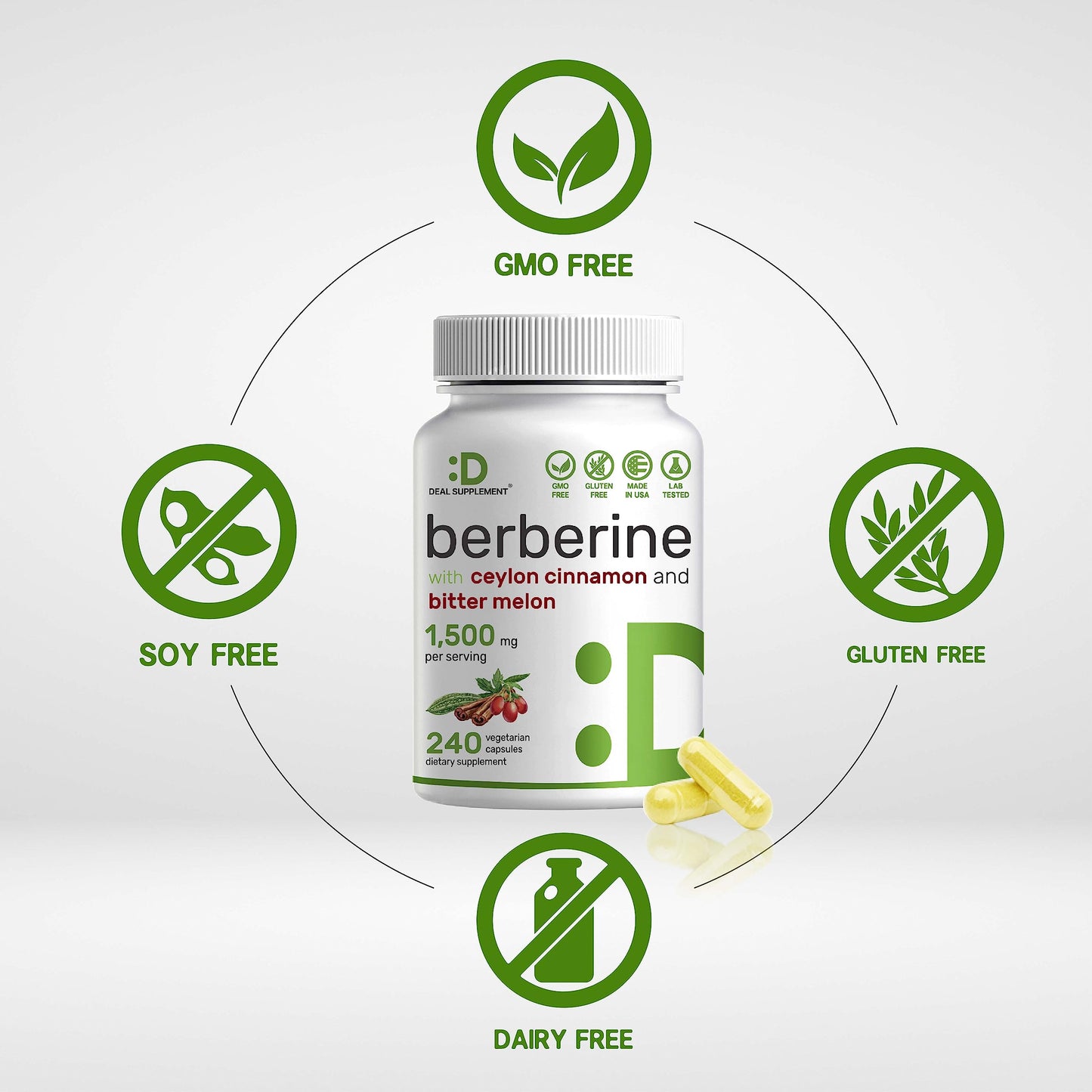 Berberine Supplement 500mg Per Capsule (1500mg Per Serving) | 240 Veggie Capsules DEAL SUPPLEMENTUS supplements