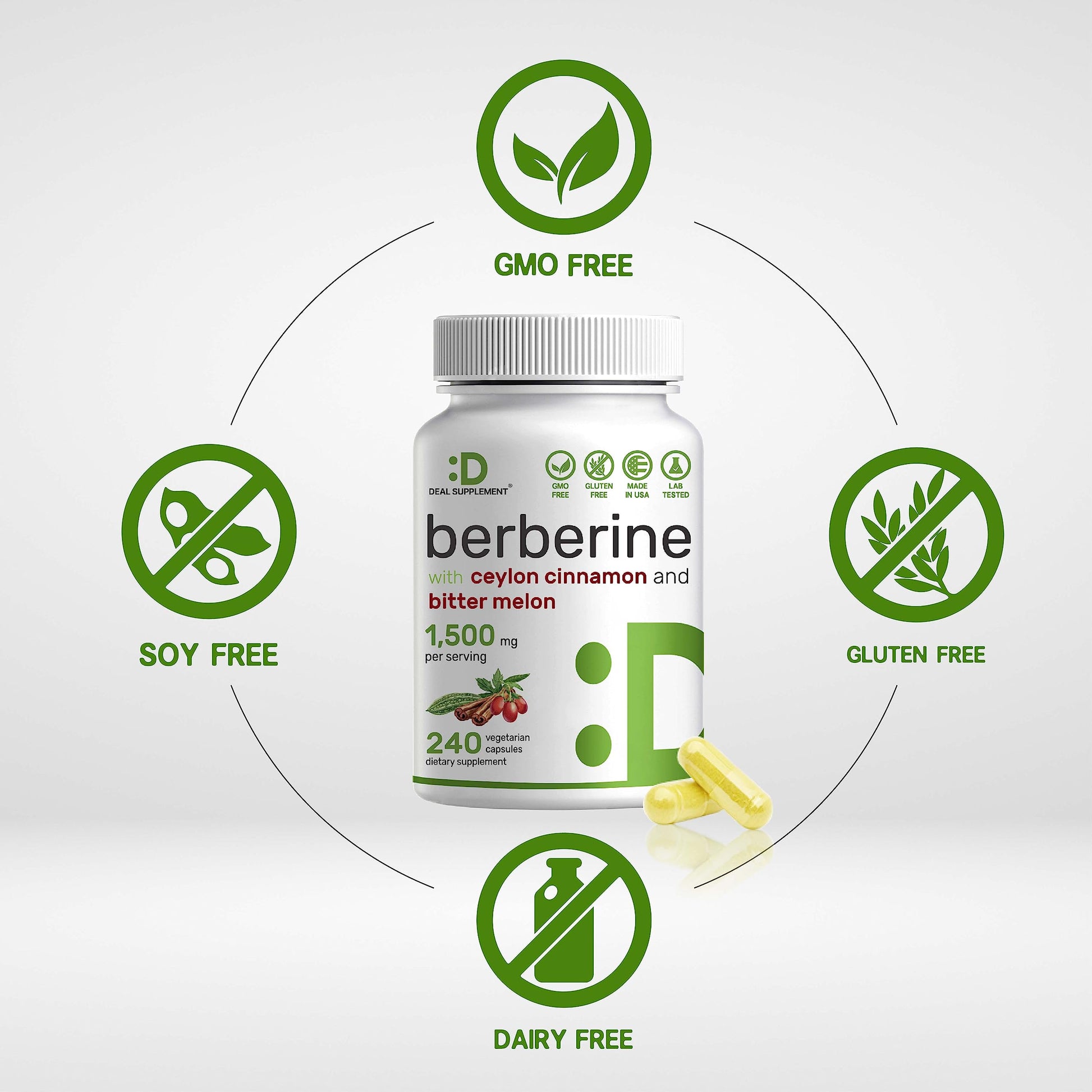Berberine Supplement 500mg Per Capsule (1500mg Per Serving) | 240 Veggie Capsules DEAL SUPPLEMENTAu supplements