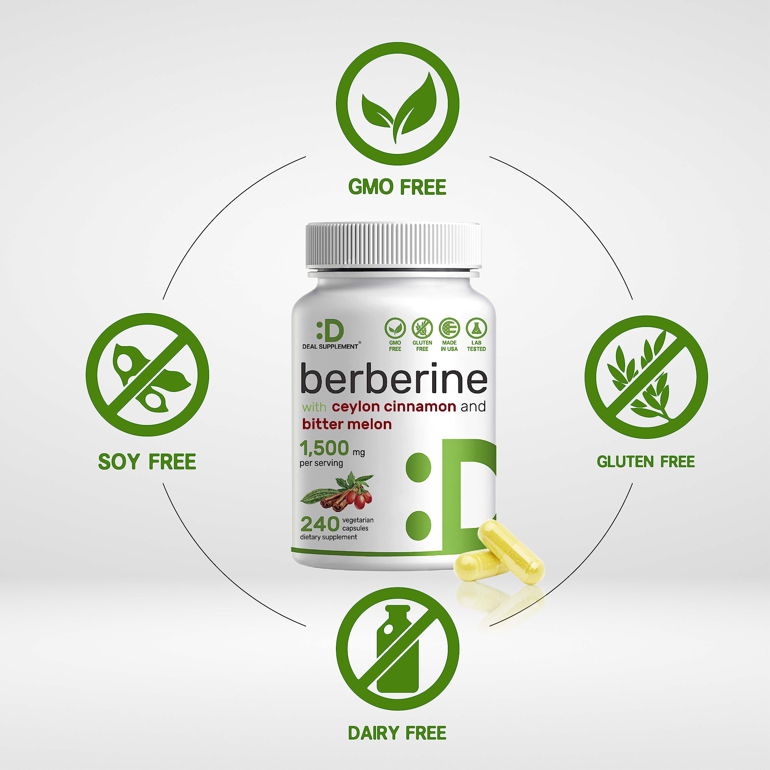 Berberine Supplement 500mg Per Capsule (1500mg Per Serving) | 240 Veggie Capsules DEAL SUPPLEMENTAu supplements
