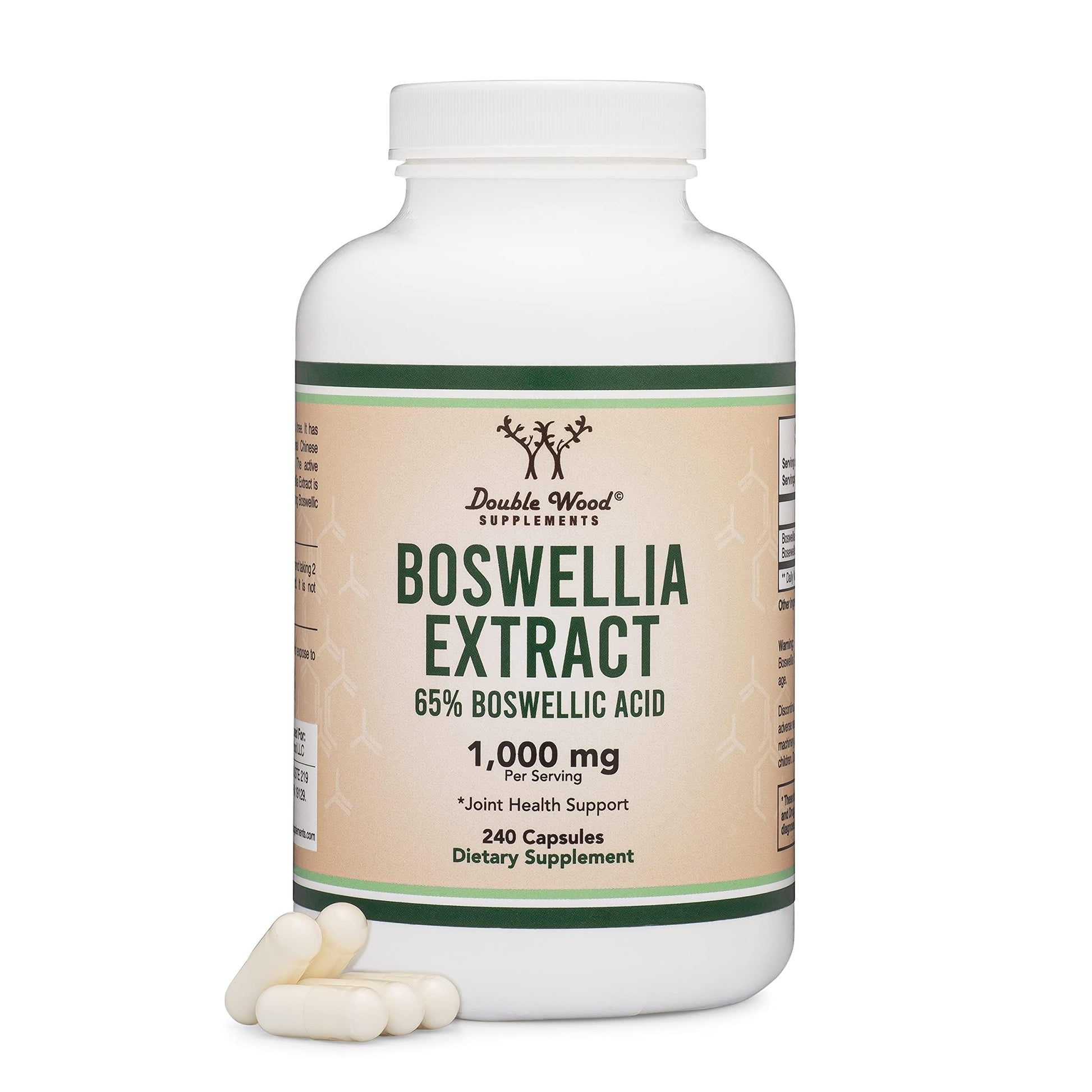Boswellia Serrata - 240 Capsules (Max Strength 1,000mg of 65% Boswellic Acid Extract) Boswellia Extract Capsules (Joint Support Supplement for Joint Health) Third Party Tested by Double Wood Double Wood SupplementsAu supplements