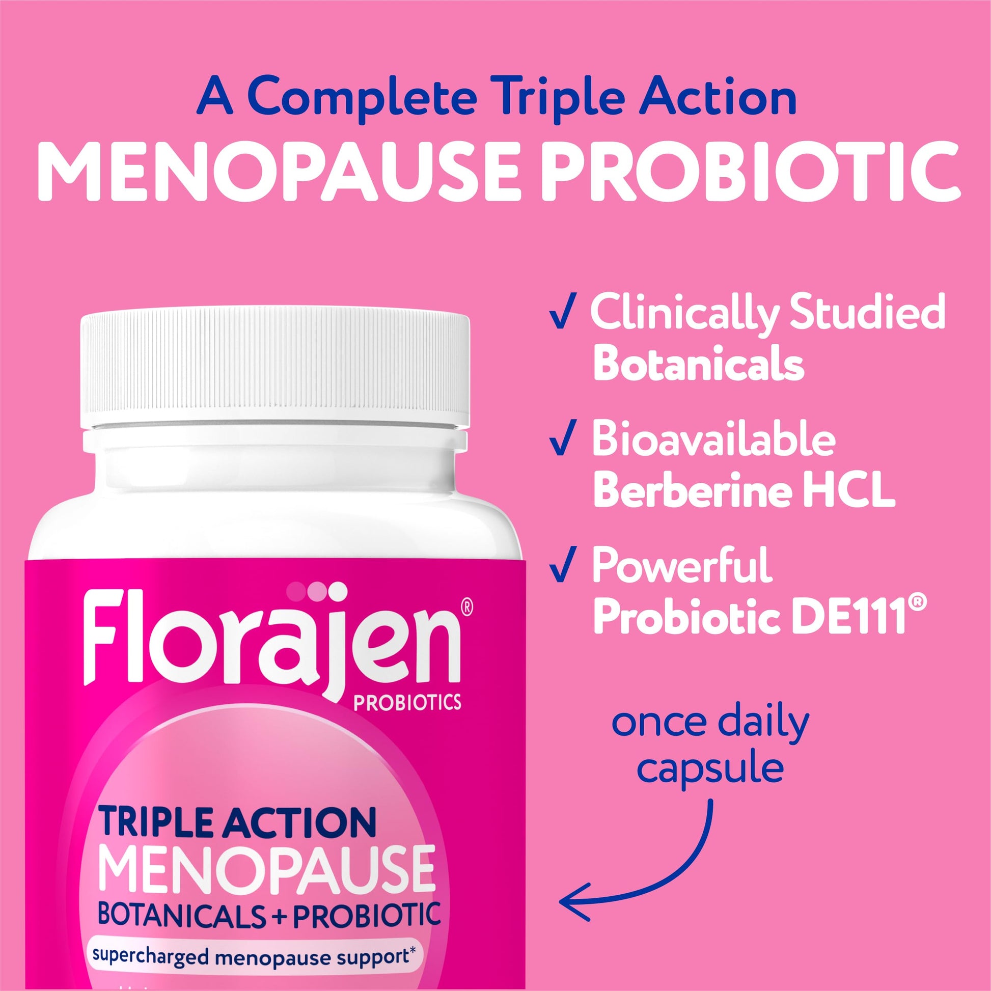 Florajen Triple-Action Menopause Probiotic - Hormonal Balance, Hot Flash, & Mood Swing Relief - Weight Management & Digestive Support - Featuring Berberine, Black Cohosh, & Botanical - 30 Capsules FlorajenAu supplements