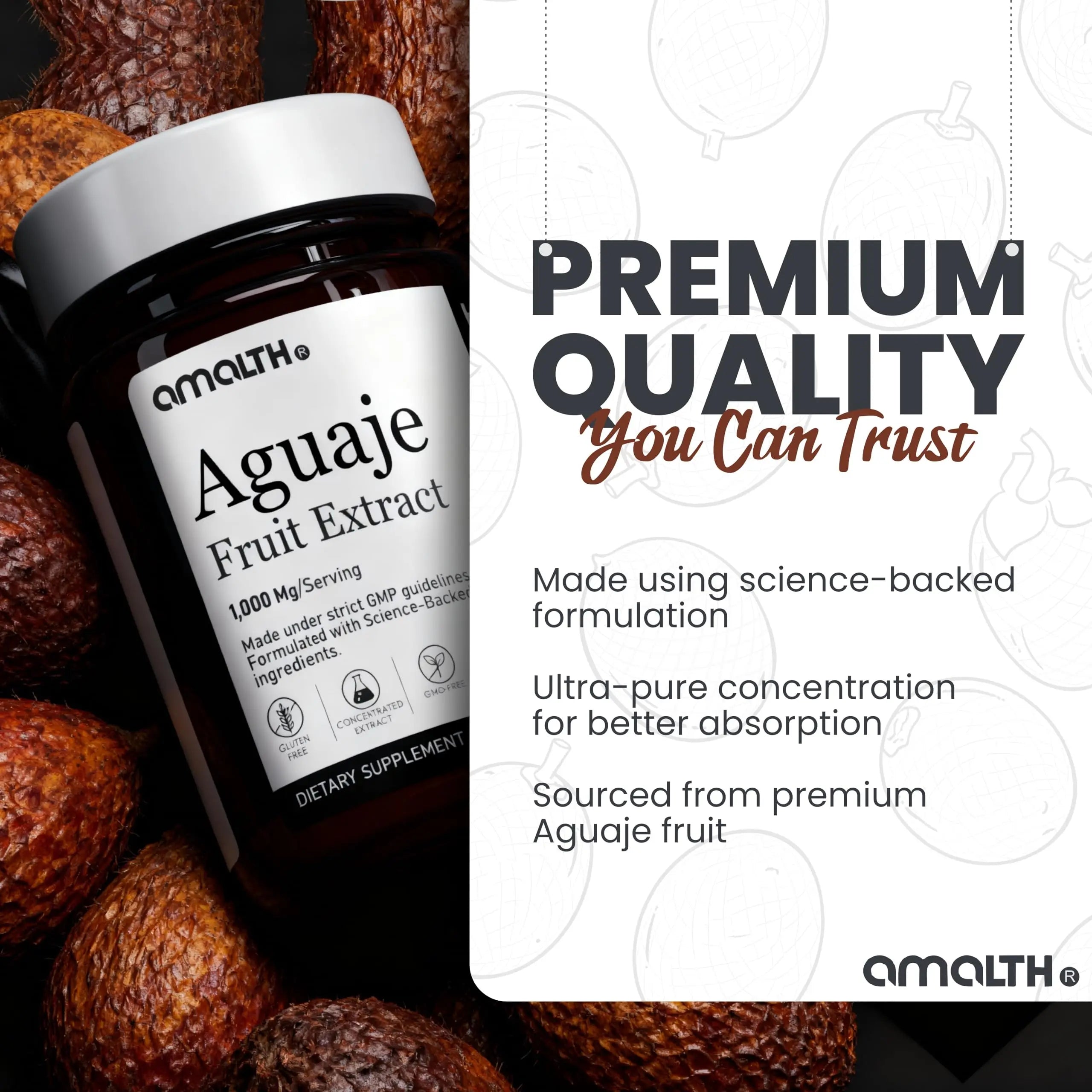 Amalth Aguaje Curves Capsule for Women 1000 mg- Extra Strength from Peru Natural Supplements- 120 Capsules Non- GMO Premium Quality Pills AMALTHnz supplements