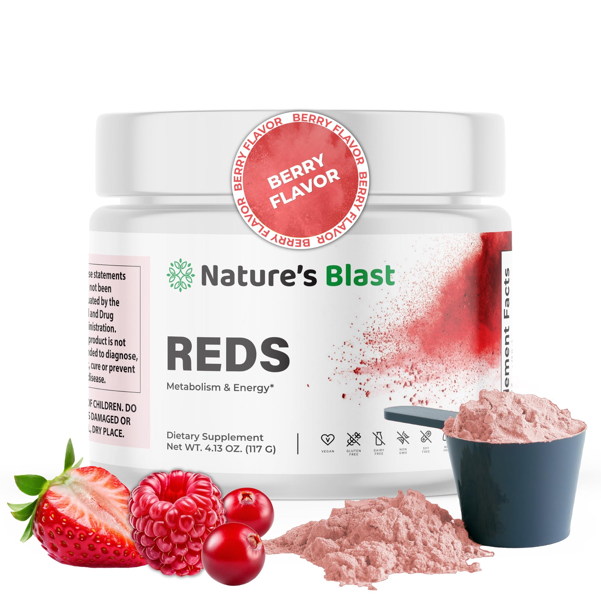 NATURES BLAST Reds - Metabolism and Energy Superfood Powder with 23 Red Fruits, 4 Adaptogens, Probiotics & Enzymes - Vegan Antioxidant Blend, 1 Bottle NATURES BLASTAu supplements