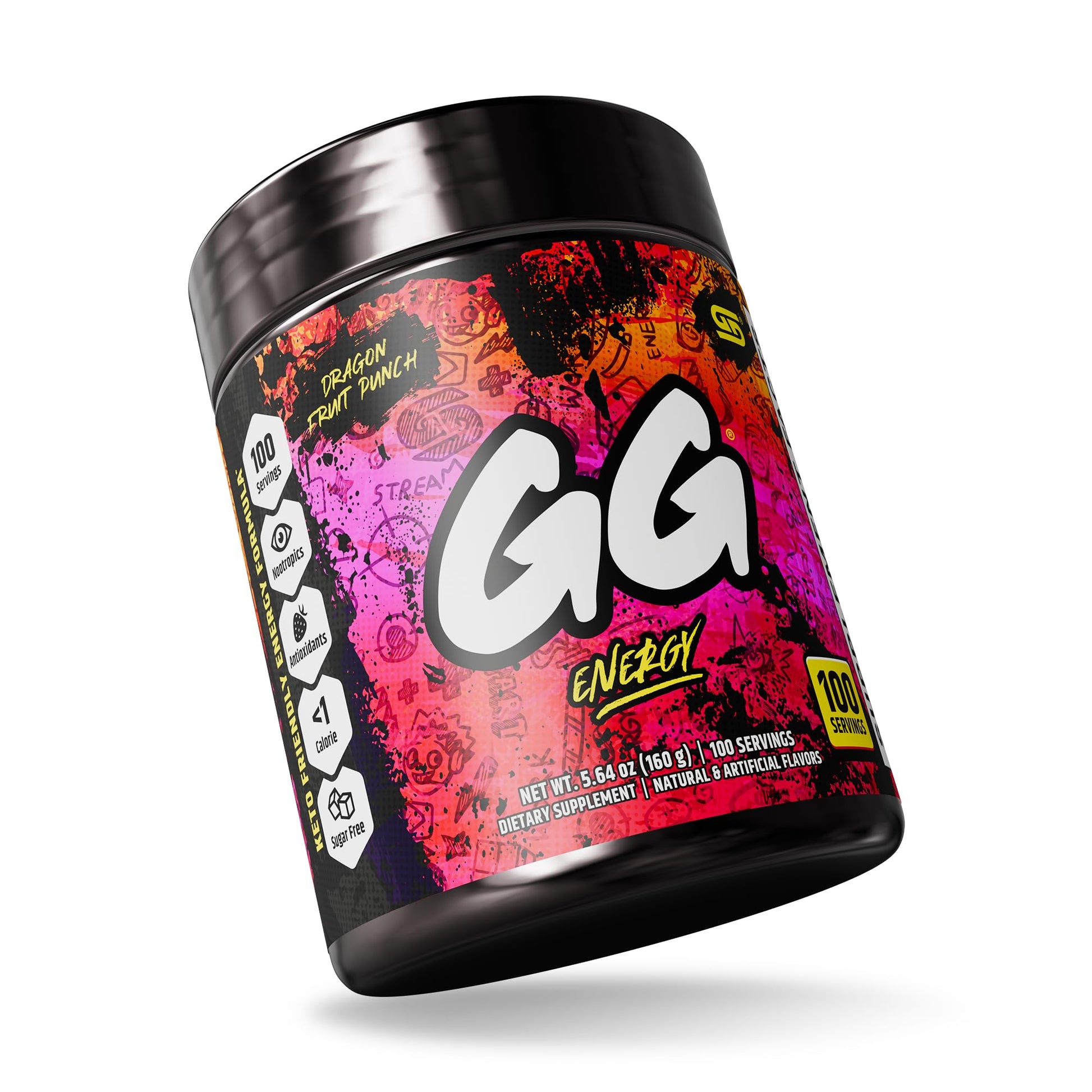 Gamer Supps GG Energy - Dragonfruit Punch (100 Servings) - Keto Friendly Gaming Energy and Nootropic Blend, Sugar Free + Organic Caffeine + Vitamins, Powder Drink Gamer SuppsAu supplements