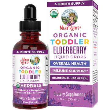 MaryRuth Organics Toddler Elderberry Syrup, USDA Organic Elderberry, Sugar Free Kids Immune Support Supplement for Ages 1-3 Years, Clean Label Project Verified®, Vegan, Non-GMO, Gluten Free, 1 Fl Oz MARYRUTH'SUS supplements