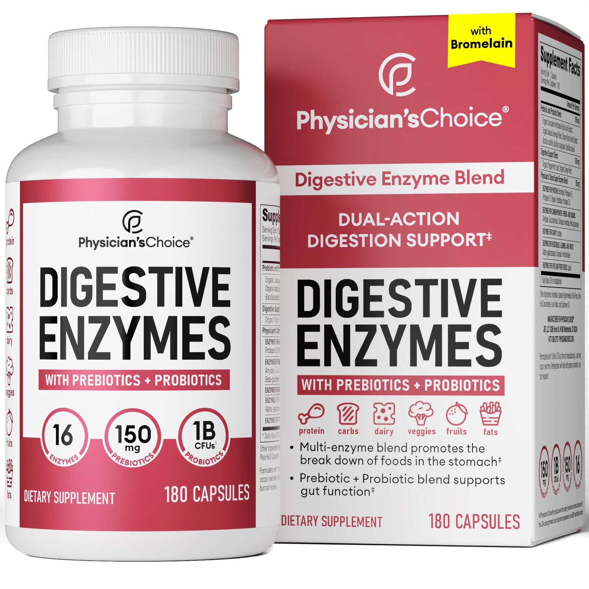 Physician's CHOICE Digestive Enzymes - Multi Enzymes, Bromelain, Organic Prebiotics Physician's CHOICEUS supplements