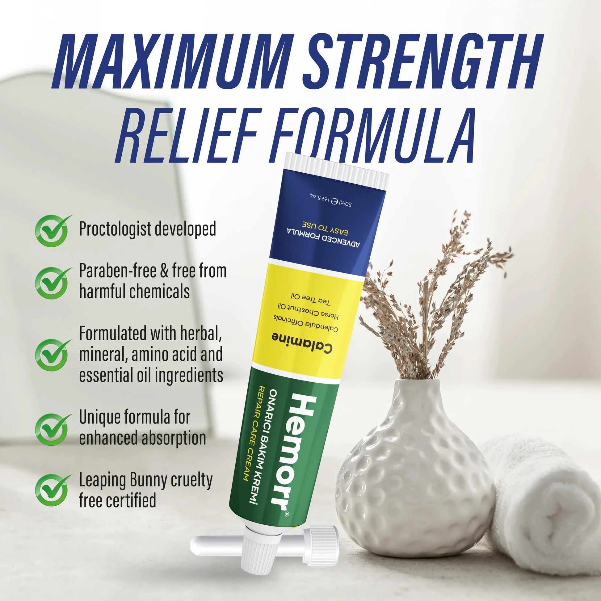 Hemorr Hemorrhoid Treatment Cream with Horse Chestnut, Calendula Oil, Zinc Oxide & Tea Tree Oil – Fast Relief for Pain, Swelling, Itching & Discomfort – Natural Healing & Soothing Formula 1.69 Oz HemorrAu supplements