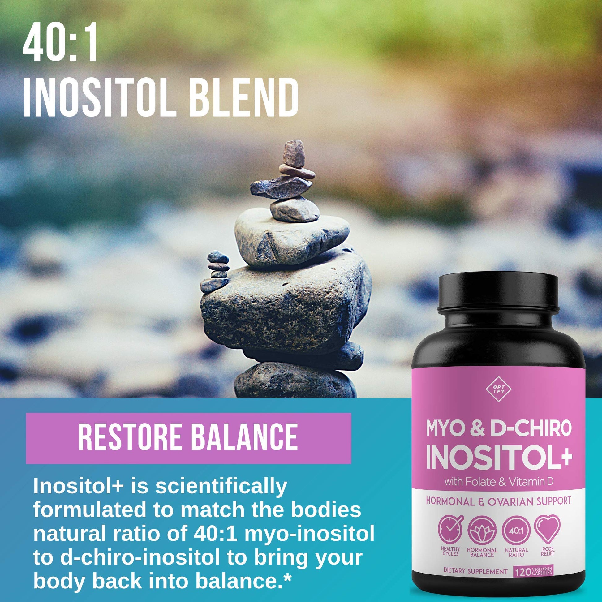 Premium Inositol Supplement - Myo-Inositol and D-Chiro Inositol Plus Folate and Vitamin OptifyUS supplements