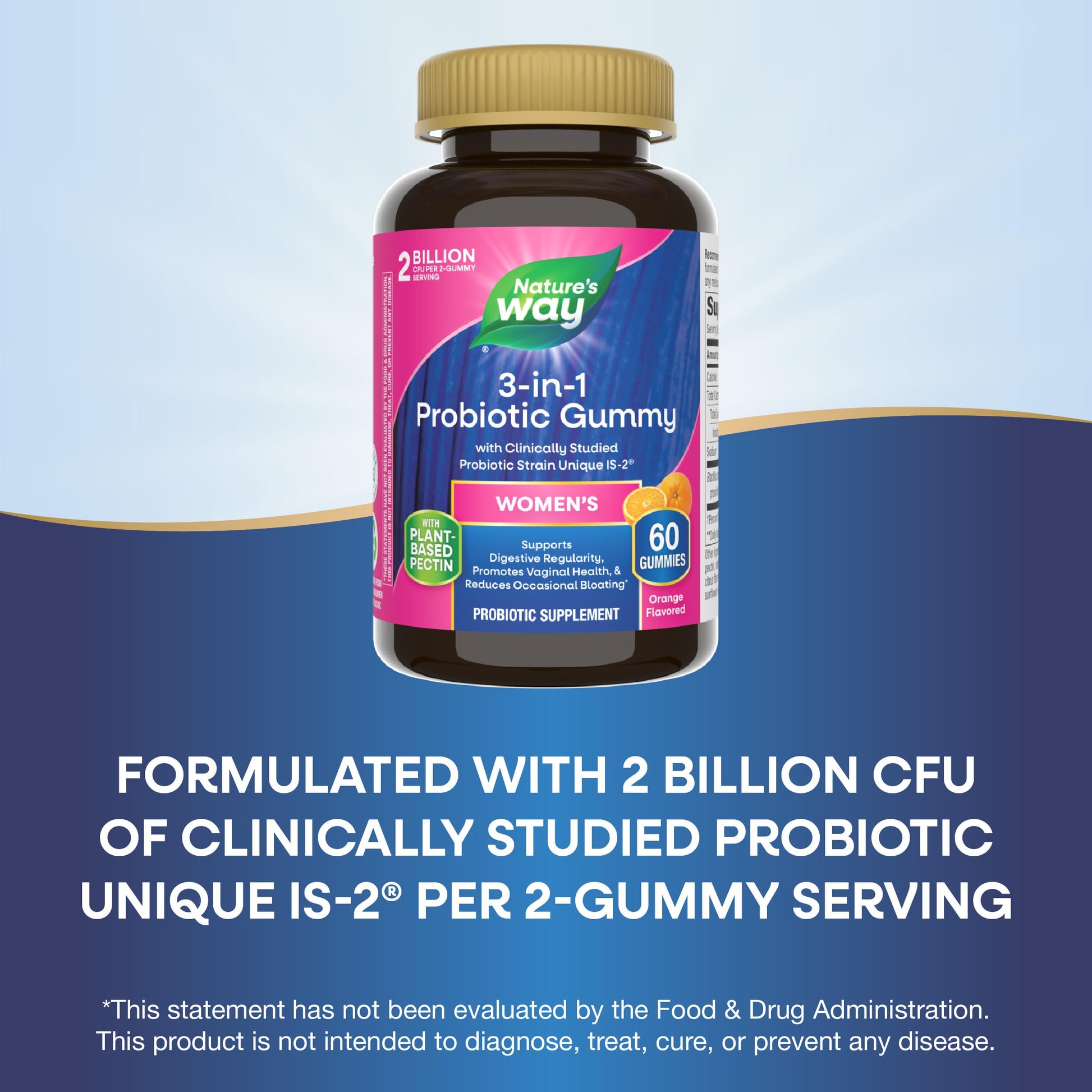 Nature’s Way 3-in-1 Women’s Probiotic Gummies, Reduces Occasional Bloating*, Supports Digestive & Vaginal Health*, Clinically Studied Probiotic Strain, Gluten Free, Orange Flavored, 60 Gummies Nature's WayAu supplements