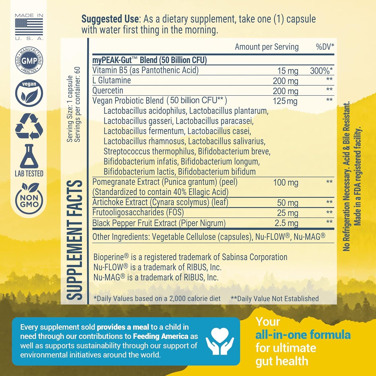 myPEAK PeakBiotic: The Ultimate Vegan Synbiotic with 50 Billion CFU Probiotics Prebiotics Postbiotics Modbiotics and Gut Lining to Enhance Digestion, Skin, and Mood with 2-Month Supply, 60 Capsules myPEAKAu supplements