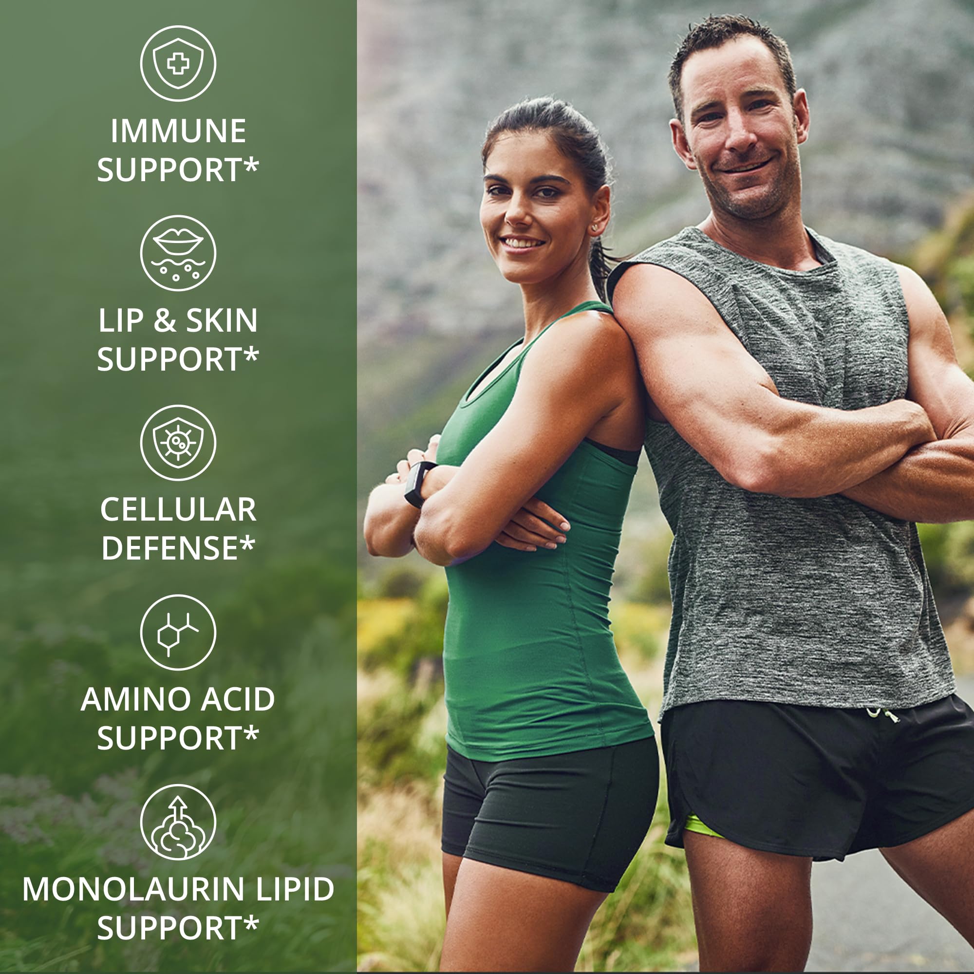 Peak Performance L Lysine 1000mg + Monolaurin 500mg Supplement for Immune Support - High Potency L-Lysine for Lips, Skin, & Health - 2-in-1 Bioavailable Supplements for Men and Women - 60 Capsules Peak PerformanceAu supplements