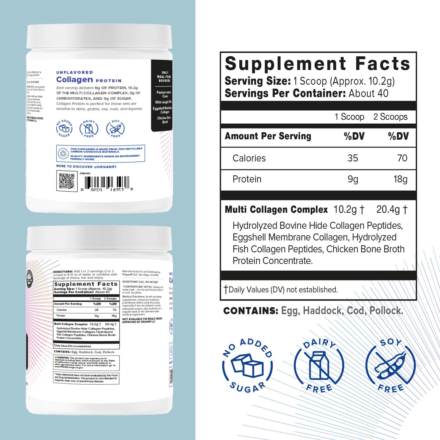 Organifi Unflavored Collagen Powder - Supports Stronger Skin, Nail, and Hair, 40 Servings OrganifiUS supplements