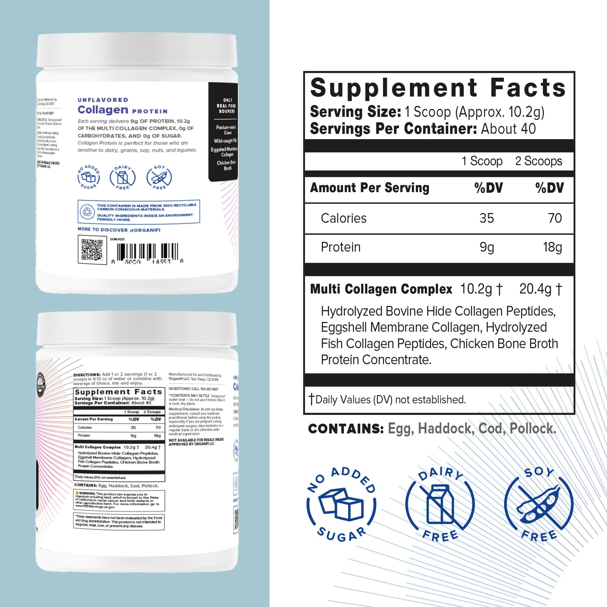 Organifi Unflavored Collagen Powder - Supports Stronger Skin, Nail, and Hair, 40 Servings OrganifiUS supplements