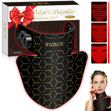 Upgraded Red Light Therapy Mask for Neck & Décolleté, 850 nm Wireless Infrared Light Therapy Suitable BUBLOCAu supplements