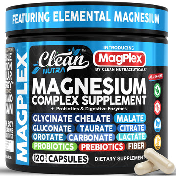 8in1 Magnesium Supplement Complex | Magnesium Glycinate Citrate Malate Gluconate Orotate Carbonate Lactate + Prebiotics Probiotics Digestive Enzymes Magnesio