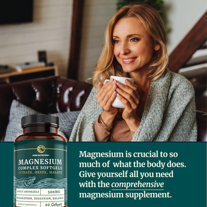 Triple Magnesium Softgels | Citrate, Malate, & Oxide | Highly Absorbable Magnesium Nobi NutritionUS supplements