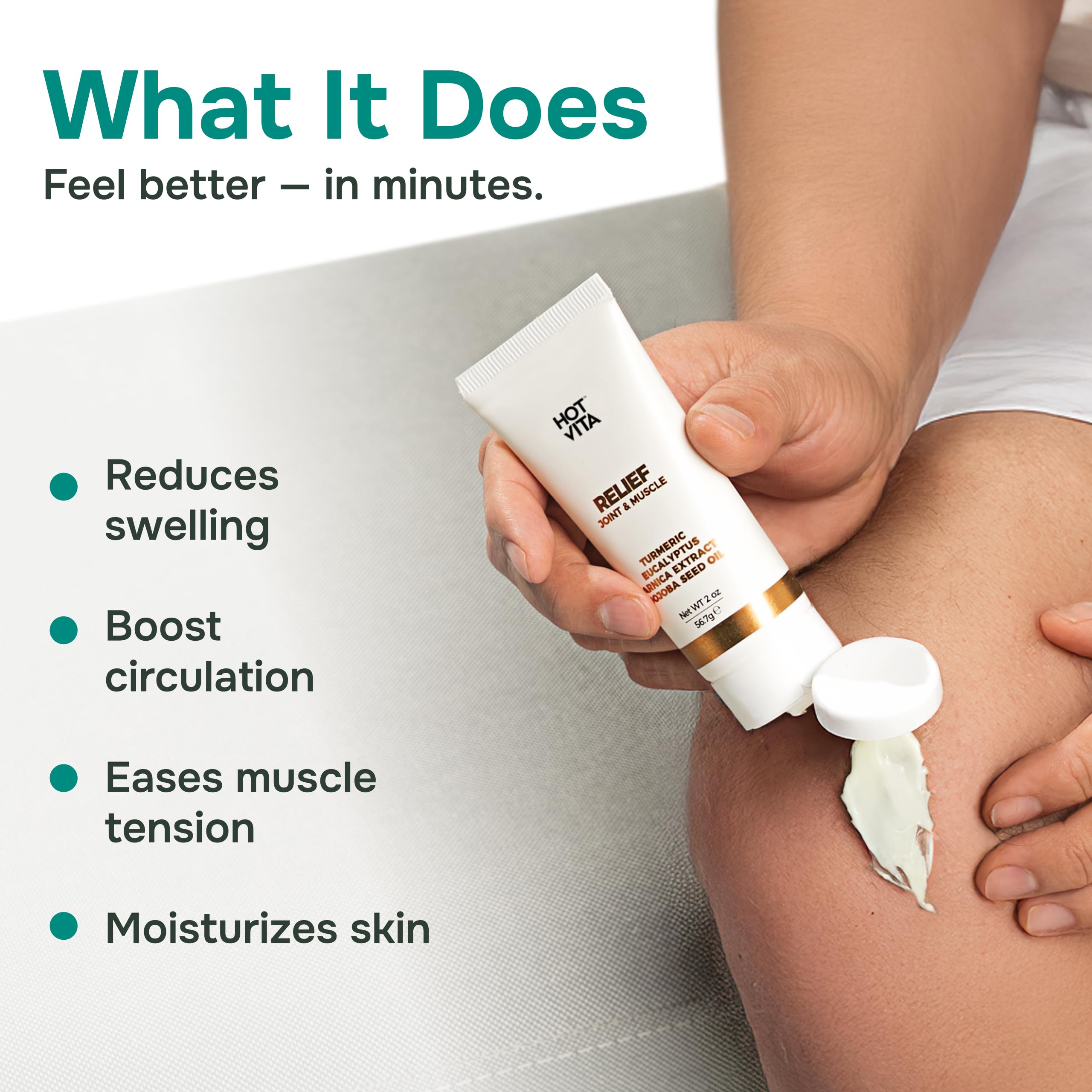 Hot Vita Relief Gel - Plant-Based Cooling Gel with Arnica, Turmeric & Eucalyptus - Soothing Formula for Muscle Fatigue, Tired Legs Hot VitaAu supplements