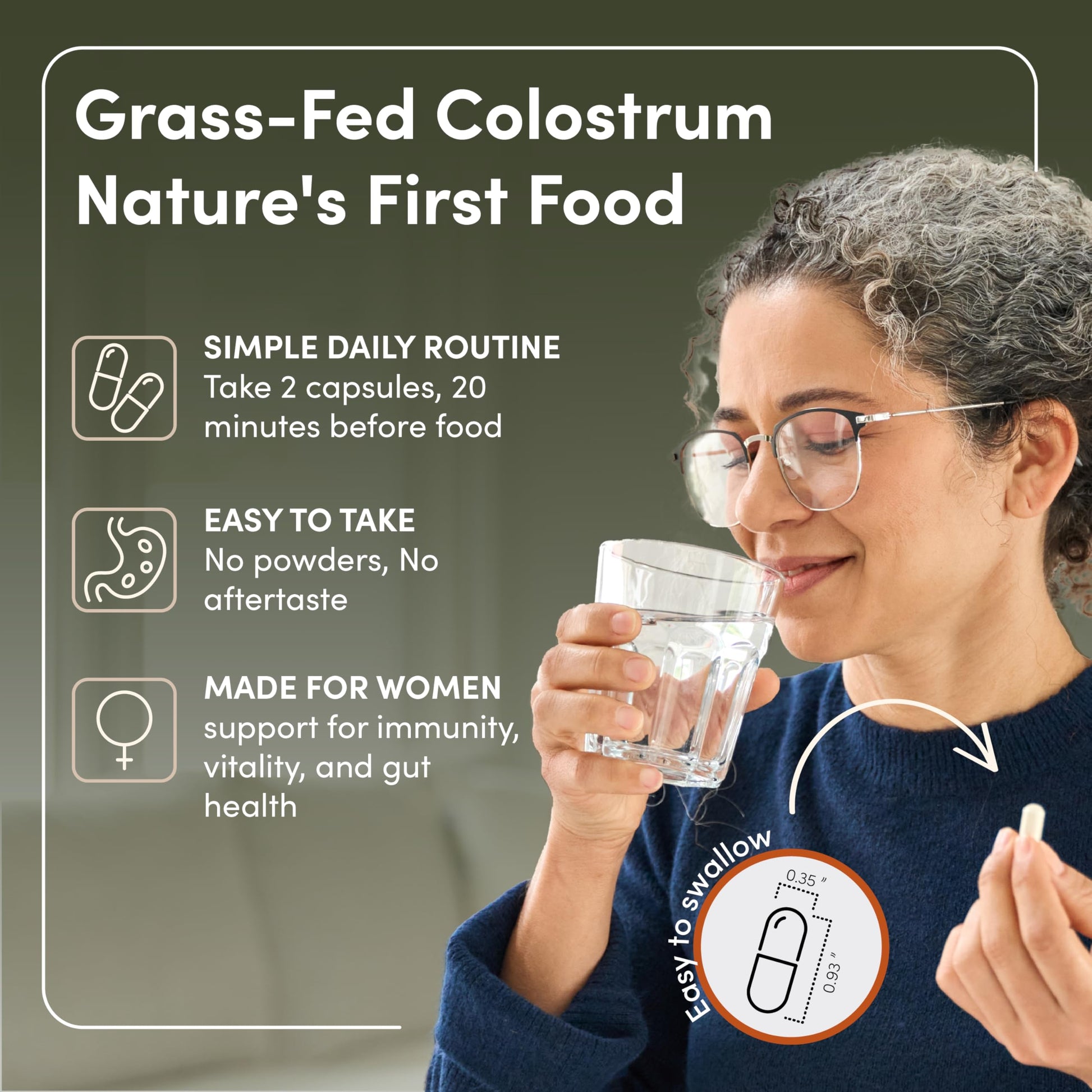Rhea Bovine Colostrum Supplement for Women, Colostrum Capsules for Gut Health, Digestion, Bloating, Beauty, Immune Support, Bovine Colostrum for Humans, Colostrum Pills (60caps) RHEASILVIAAu supplements