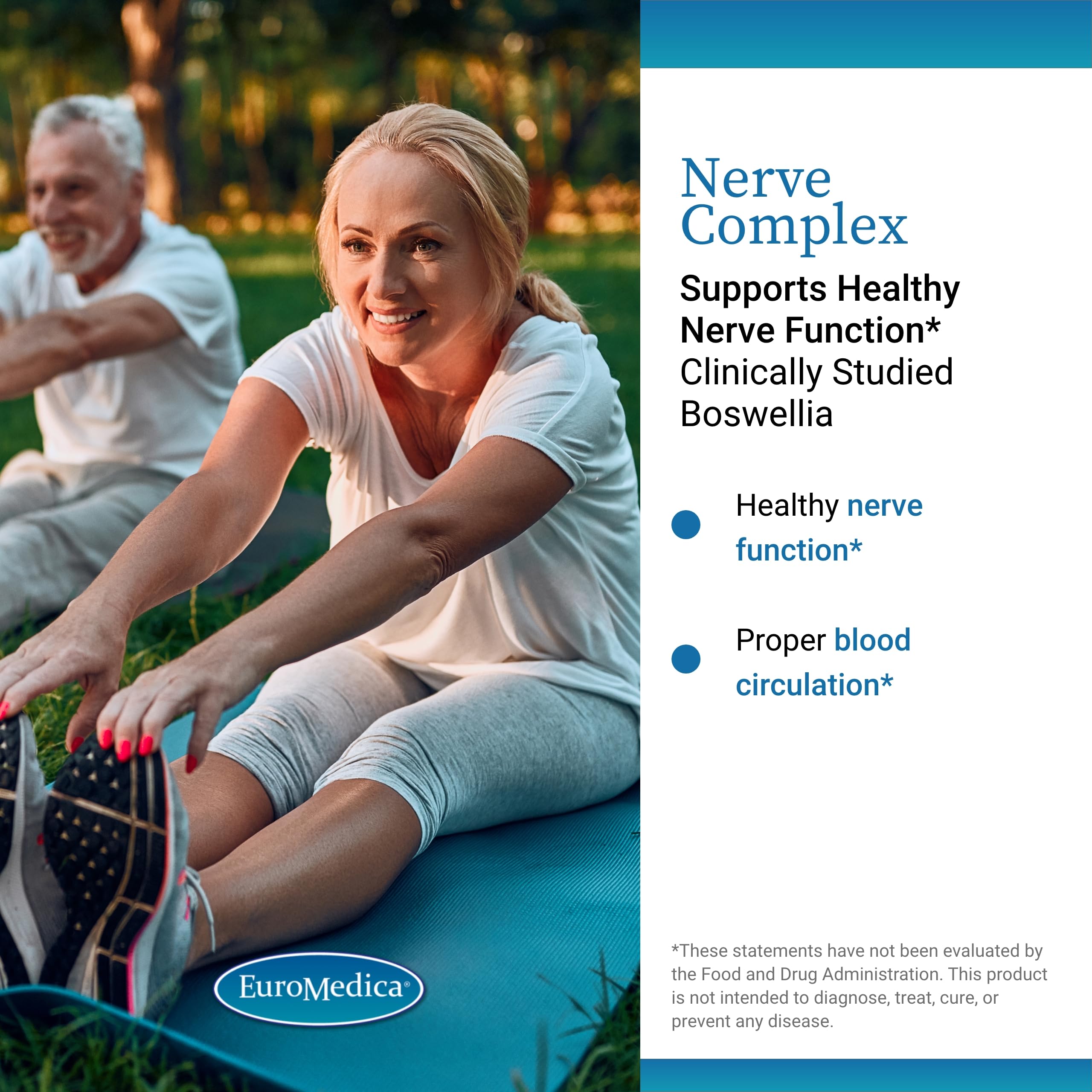 EuroMedica Nerve Complex - Herbal Supplement with Bioactive Vitamin B12 - Circulation & Nerve Health Support Supplement - Vegan Capsules with Boswellia Serrata - 60 Capsules, 2 Pack (120 Capsules) EuroMedicaAu supplements