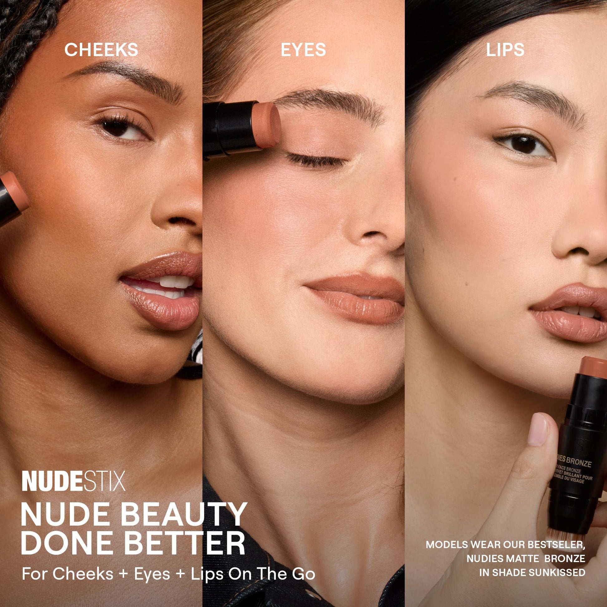 Nudestix Nudies Bronze All Over Matte Bronzing Stick – 3-in-1 Cream Bronzer for Cheeks, Eyes & Lips with Built-In Brush | Natural Contour & Sun-Kissed Glow | Bondi Bae NudestixAu supplements