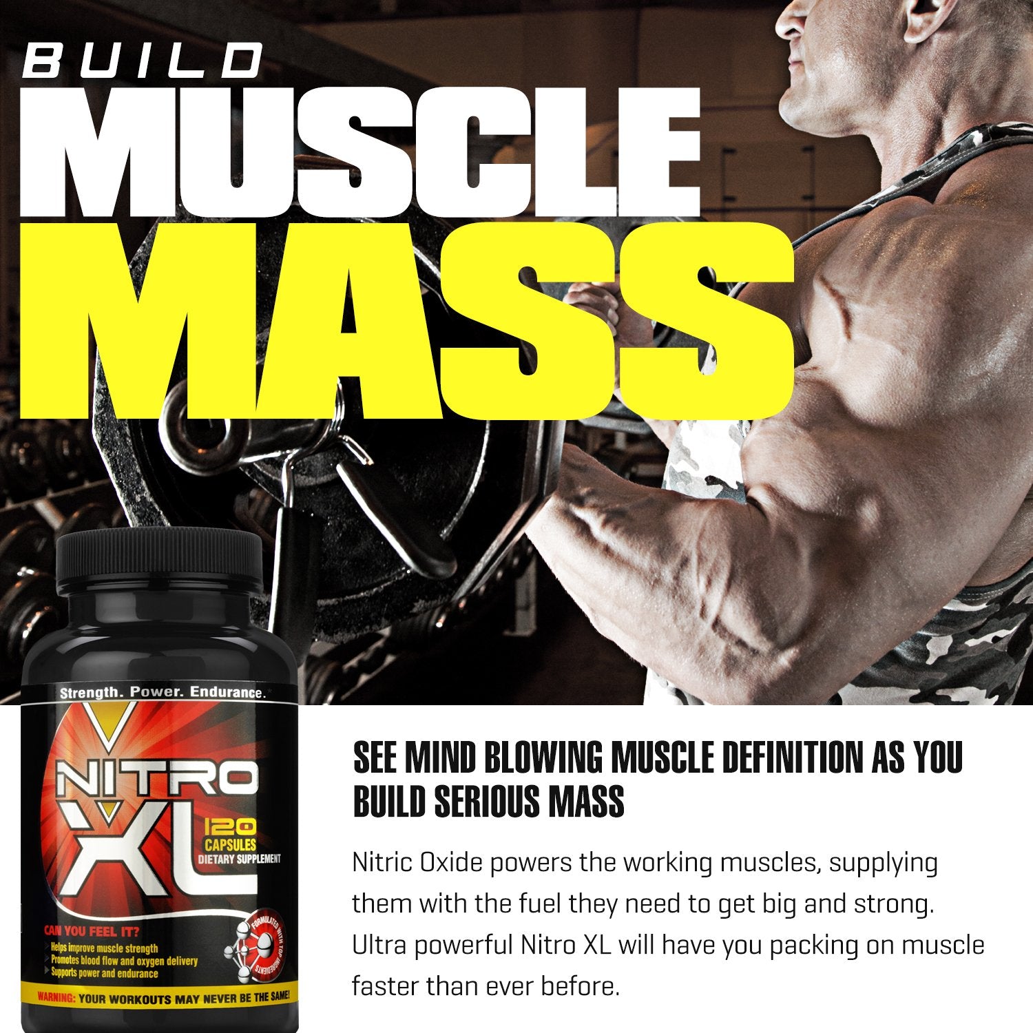 Nitro XL | Nitric Oxide Bodybuilding Supplement – with L-Arginine | Build Muscle Mass Nitro XLAu supplements