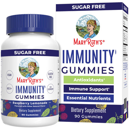 MaryRuth Organics Sugar Free Immunity Gummies | Powerful Blend | Elderberry Vitamin C & Zinc | Vitamin D3 & Echinacea | Immune Support Supplement | Gummies for Kids & Adults | Vegan | Non GMO | 90ct MARYRUTH'SUS supplements