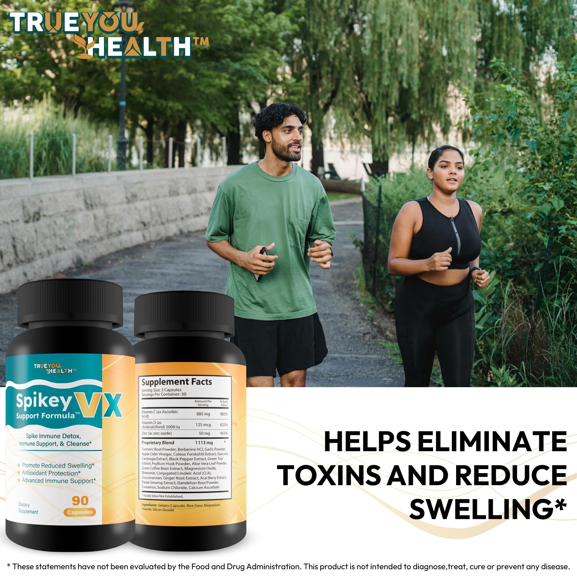 True You Health Spikey VX Support Formula - Our Best Spike Support Formula for Immune System Detox - Daily Zinc Immunity Capsules Vitamin C Immune Boost - Feel The Wellness Spike Detox The Wellness True You HealthAu supplements