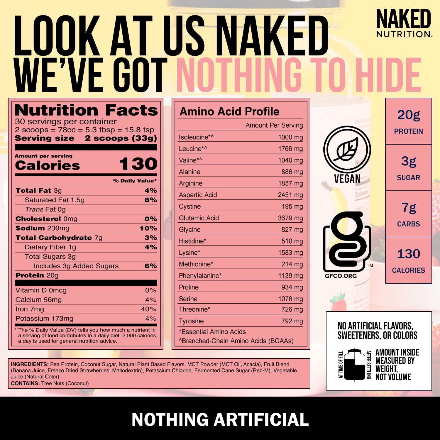 NAKED nutrition Naked Shake - Vegan Protein Powder, Strawberry Banana - Flavored Plant NAKEDUS supplements