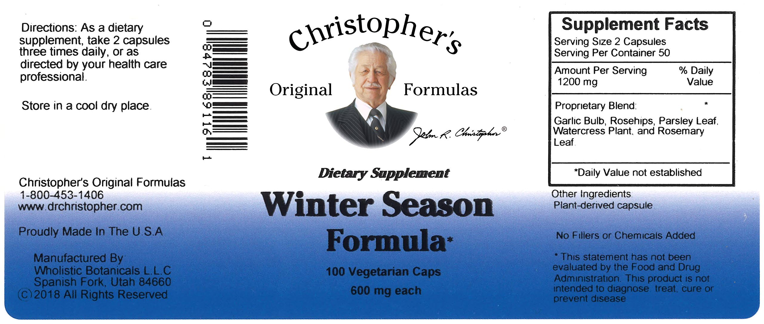 Christopher's Original Formulas Winter Season Formula, 100 Vegetarian Capsules Christopher's Original FormulasAu supplements
