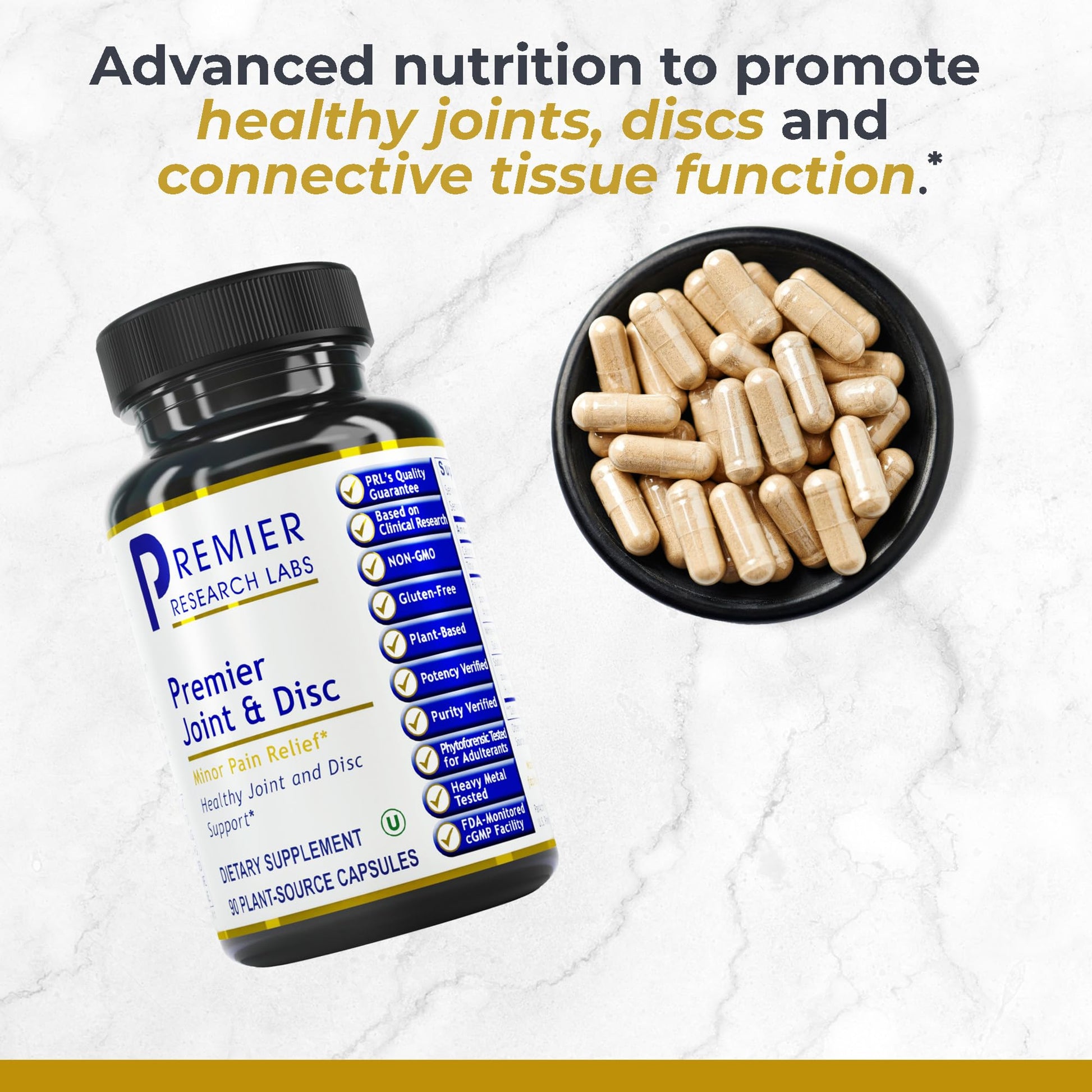 Premier Research Labs Joint & Disc Support Supplement - for Men & Women, Glucosamine, Joint Mobility and Muscle Health, Cartilage Repair, Gluten Free, Plant-Sourced - 90 Capsules Premier Research LabsAu supplements