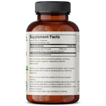 Futurebiotics Korean Panax Ginseng 1000 MG Per Serving Energy, Memory & Brain Health FuturebioticsUS supplements
