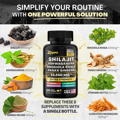 Zoyava Sea Moss Supreme16 Blend 19,445 MG and Shilajit 15,250 MG - Nature's Synergy ZoyavaUS supplements