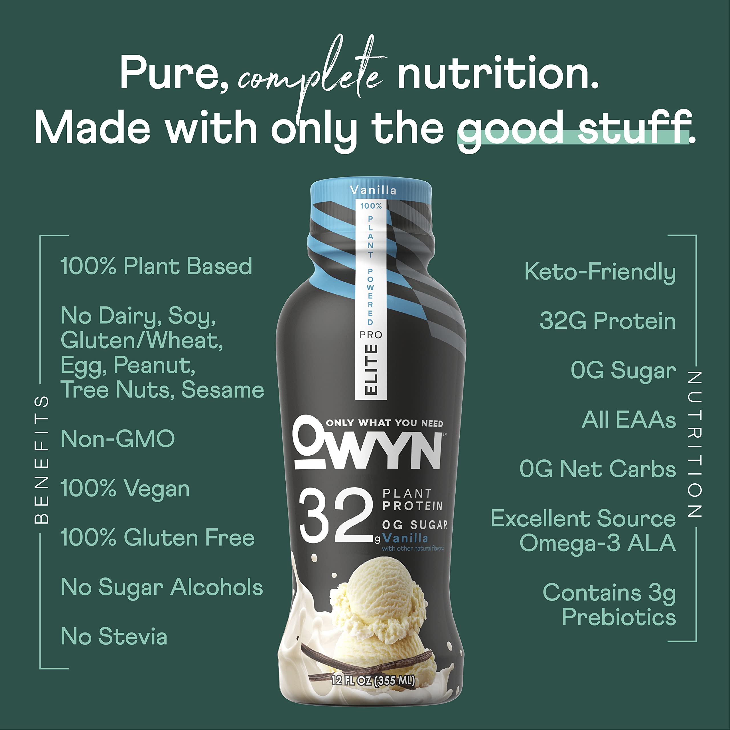 OWYN Only What You Need Pro Elite Vegan Plant Based High Protein Shake, Vanilla OWYN Only What You NeedUS supplements