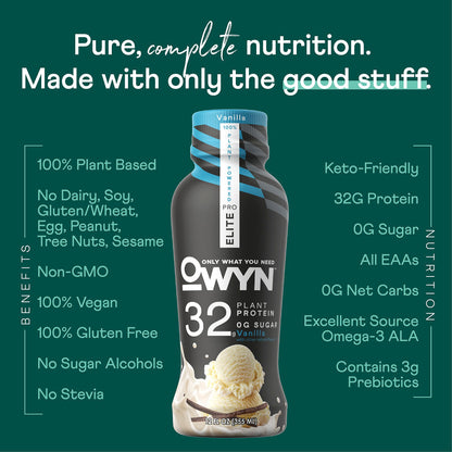 OWYN Only What You Need Pro Elite Vegan Plant Based High Protein Shake, Vanilla OWYN Only What You NeedUS supplements