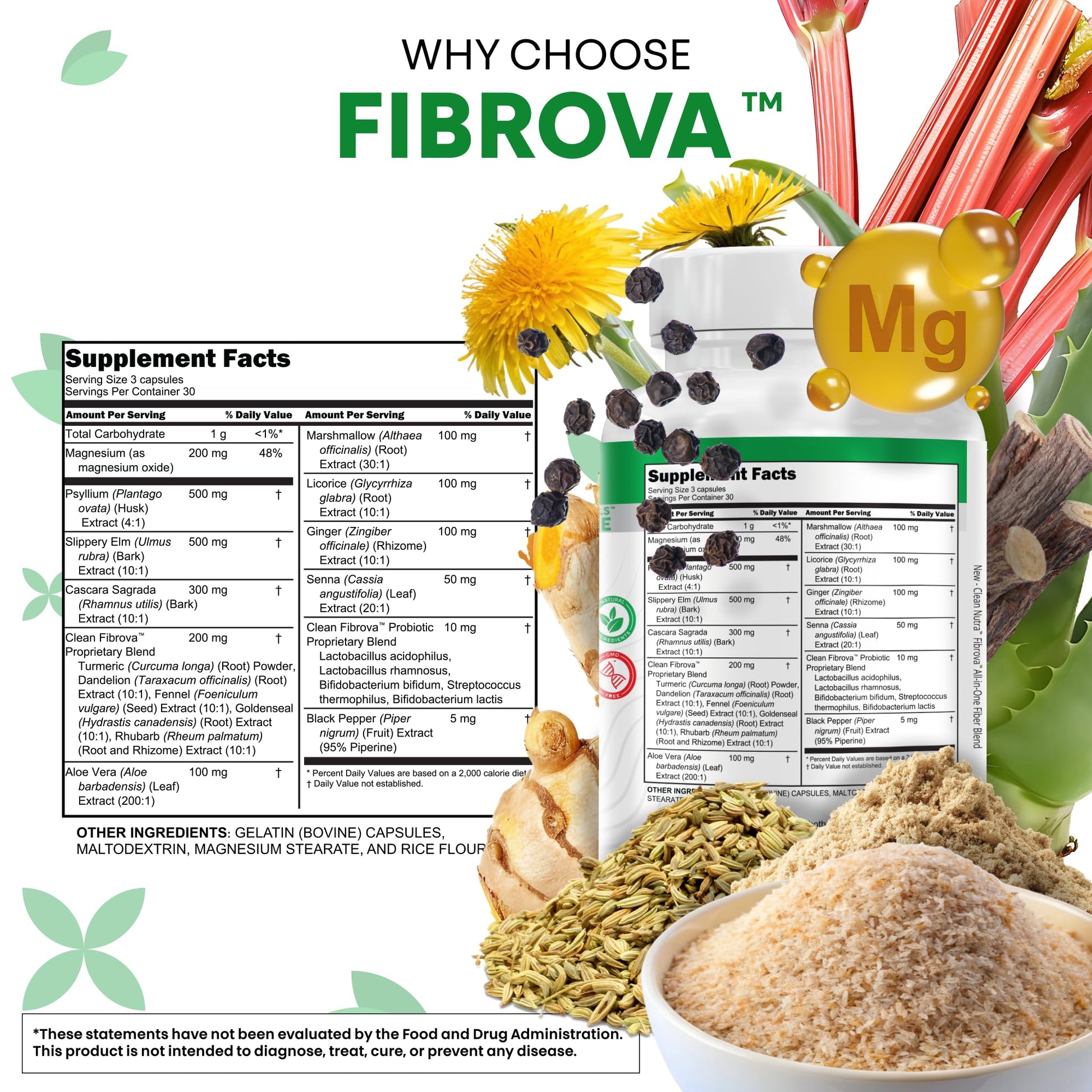 Fiber Supplement Capsules Slippery Elm Psyllium Husk Cascara Sagrada Dandelion Root Turmeric Supplement Aloe Vera Licorice Senna Marshmallow Root Digestive Health Cleanse 90 Pills by Clean Nutra Clean NutraceuticalsAu supplements