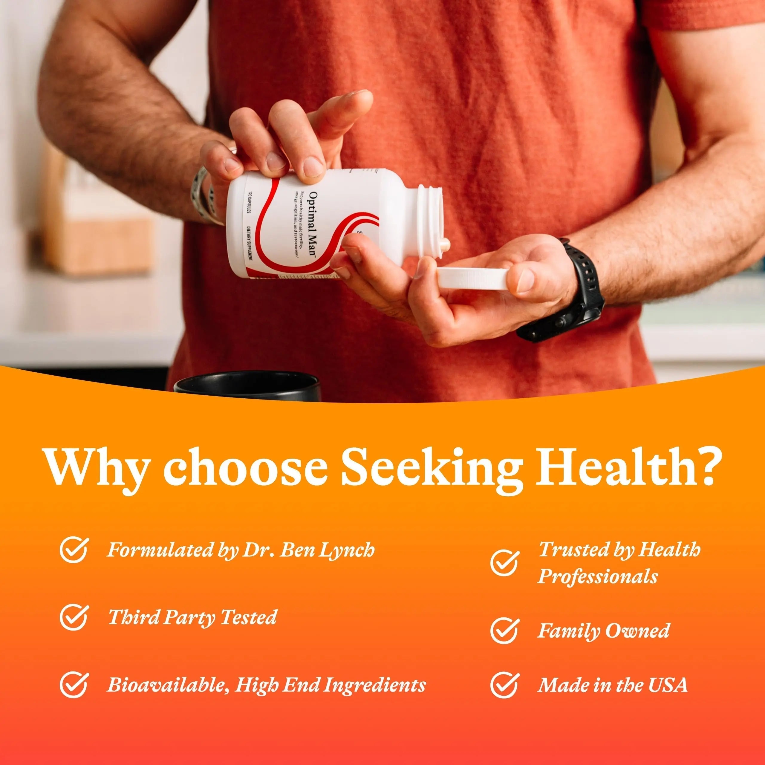 Seeking Health Optimal Man - Multivitamin Supplement with Zinc, Active Folate, & Alpha-Lipoic Acid - Multivitamin Supports Energy & Brain Health - Support Healthy Aging Seeking HealthAu supplements