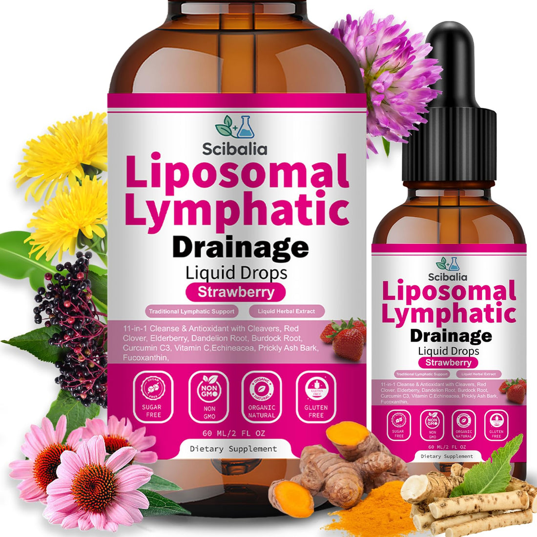 Scibalia Liposomal Lymphatic Drainage Drops, 11-in-1 Organic Lymphatic Support with Red Clover Echinacea Elderberry Burdock Root for Lymph Cleanse Immune Support & Daily Detox Vegan Non-GMO ScibaliaAu supplements