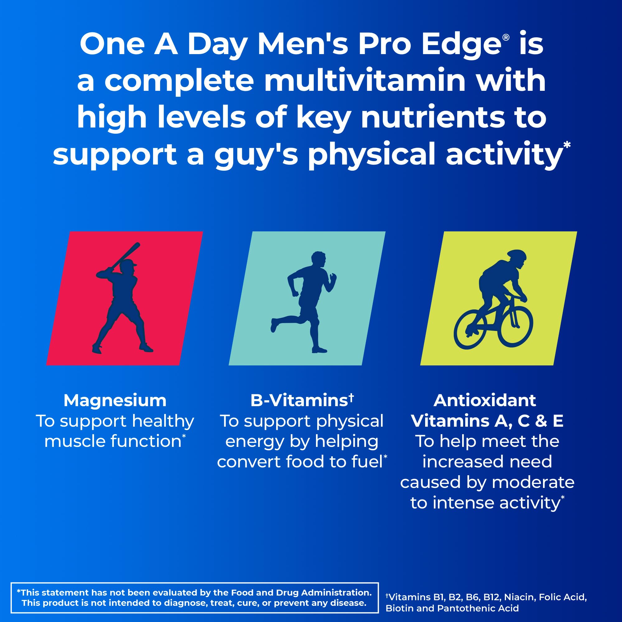 One A Day Men’s Pro Edge Multivitamin, Supplement with Vitamin A,C,D, E and Zinc for Immune Health Support and Magnesium for Healthy Muscle Function, 50 Count ONE A DAYAu supplements