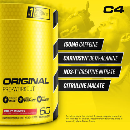 C4 Original Pre Workout Powder Fruit Punch - Vitamin C for Immune Support - Sugar Free CellucorUS supplements