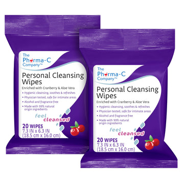 The Pharma-C Company Personal Cleansing Wipes [2 packs of 20 wipes] - Enriched with Cranberry & Aloe Vera GenericAu supplements