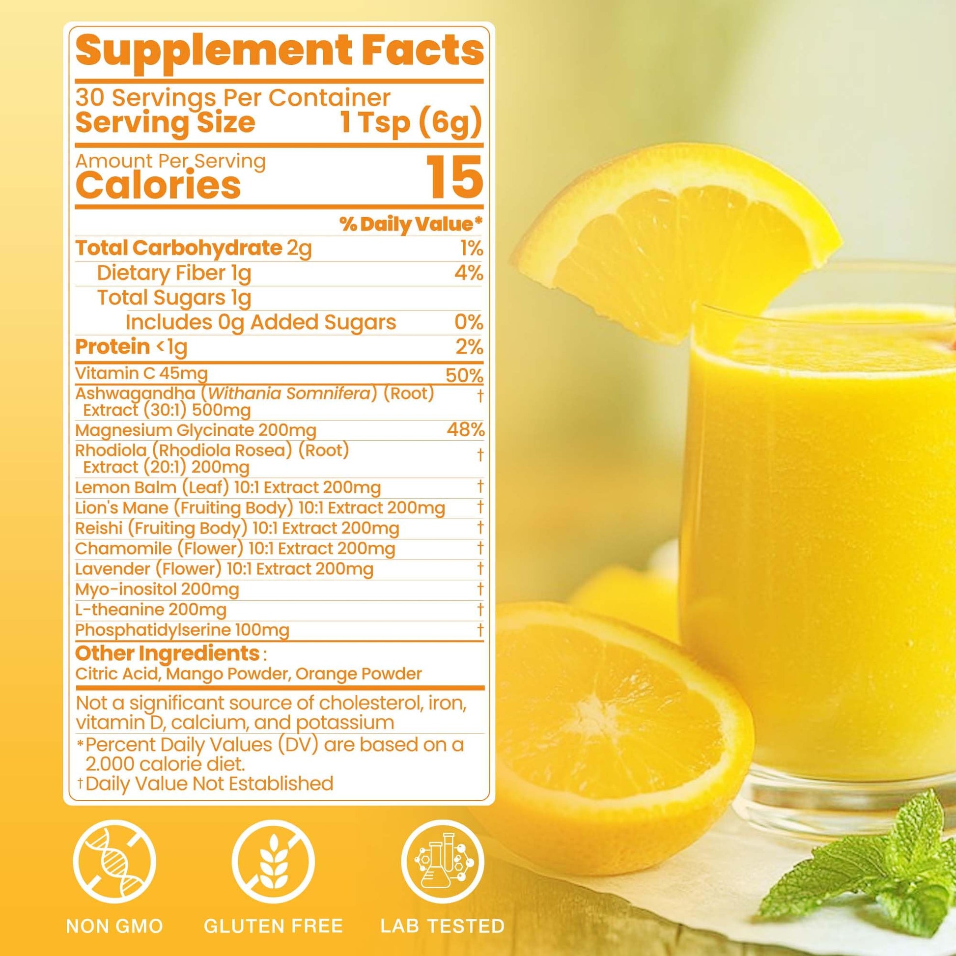 Cortisol Drink Powder, Cortisol Supplements for Women | Magnesium Glycinate, Ashwagandha, L-Theanine & Lion’s Mane | Relaxation, Focus & Stress Balance | Mango Orange Flavor | 30 Servings QIN SHAN TANGAu supplements
