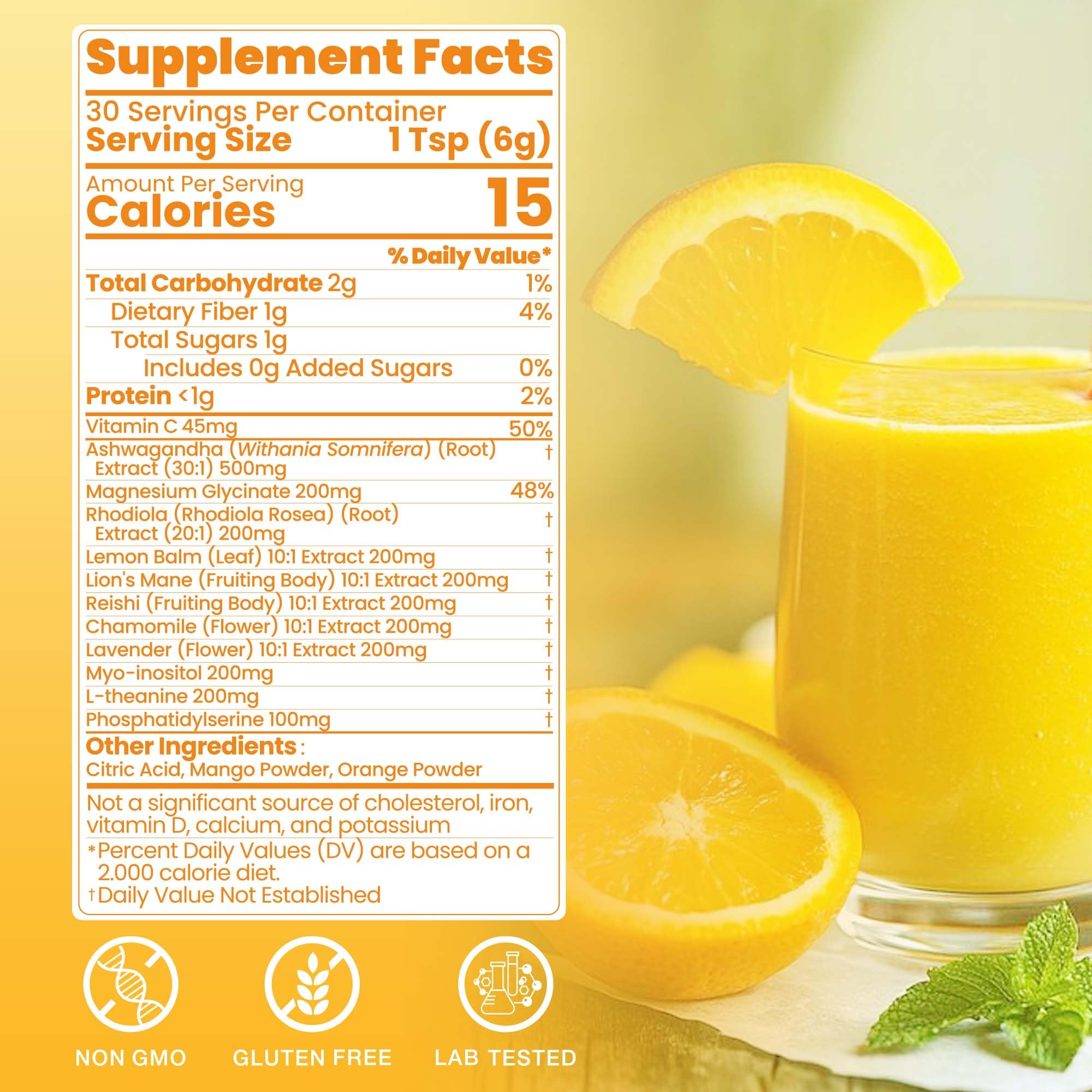 Cortisol Drink Powder, Cortisol Supplements for Women | Magnesium Glycinate, Ashwagandha, L-Theanine & Lion’s Mane | Relaxation, Focus & Stress Balance | Mango Orange Flavor | 30 Servings QIN SHAN TANGAu supplements