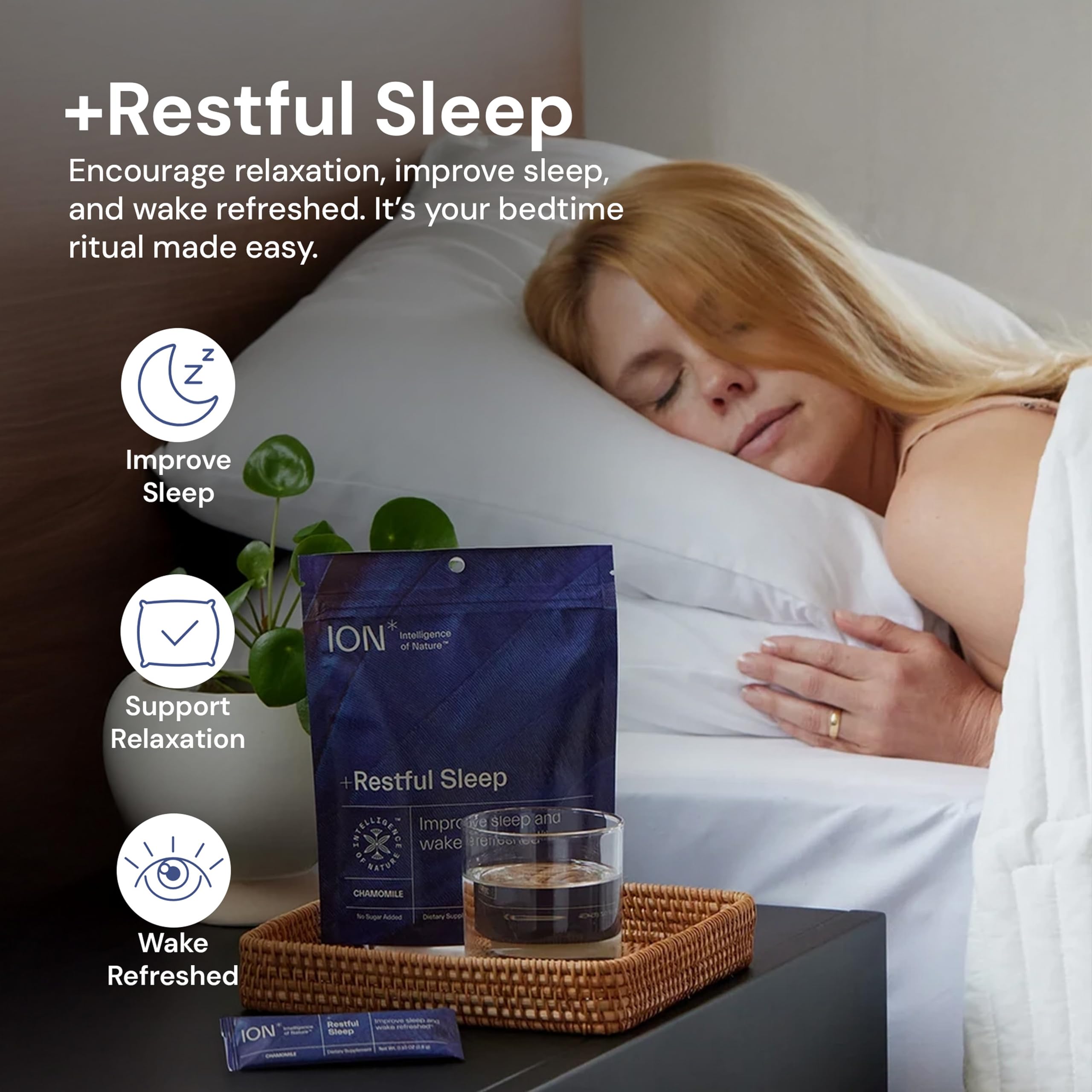 ION* Intelligence of Nature Restful Sleep - Ashwagandha Calm Sleep Aid Powder Drink Mix for Restful Night with Magnesium and L Theanine for Women and Men - 5 Packets ION* Intelligence of NatureAu supplements