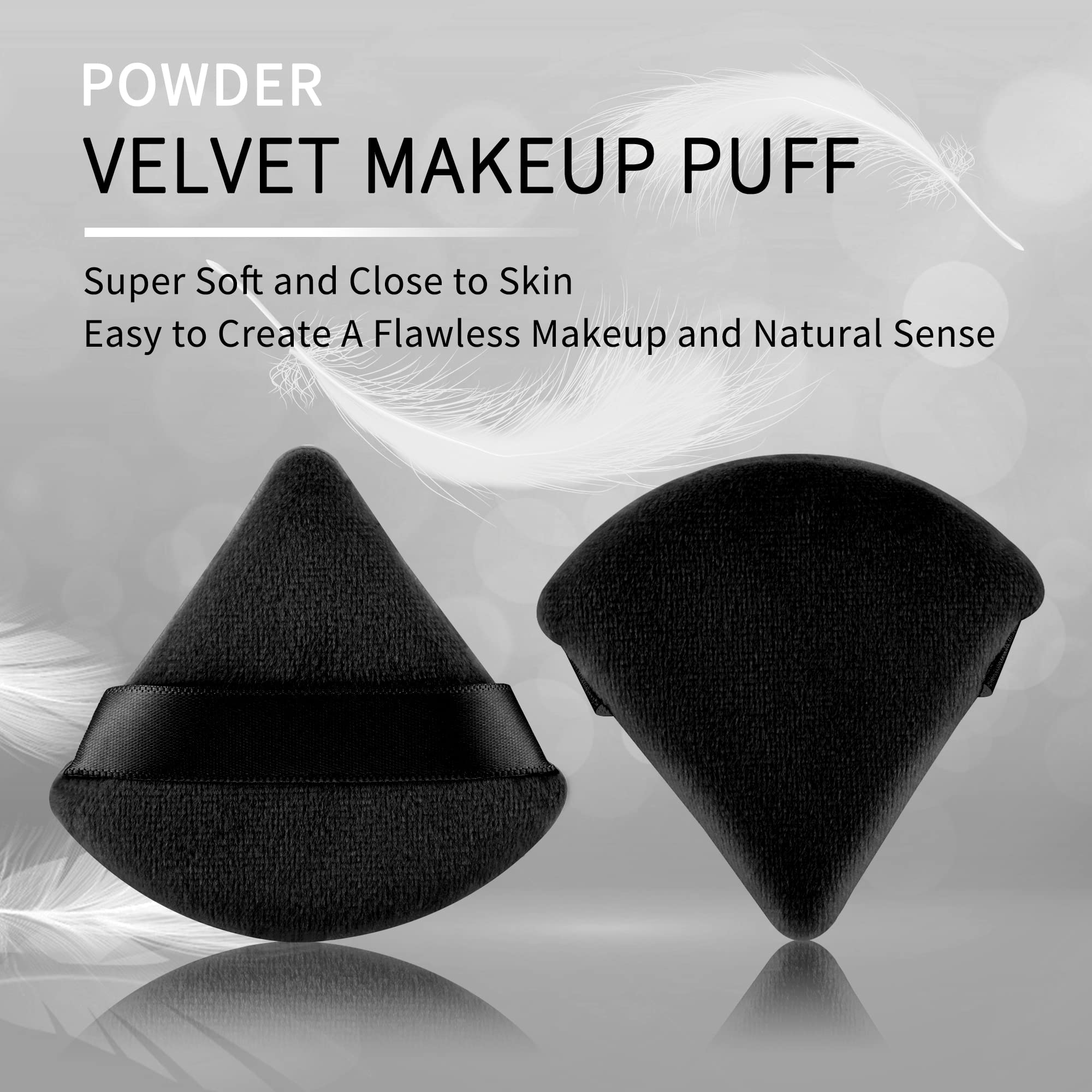 2 Pcs EVAOUXIU Triangle Powder Puff for Face Powder, Soft Plush Setting Makeup Puff, Velour Cosmetic Foundation Blender Sponge Beauty Makeup Tools (Black) EVAOUXIUAu supplements