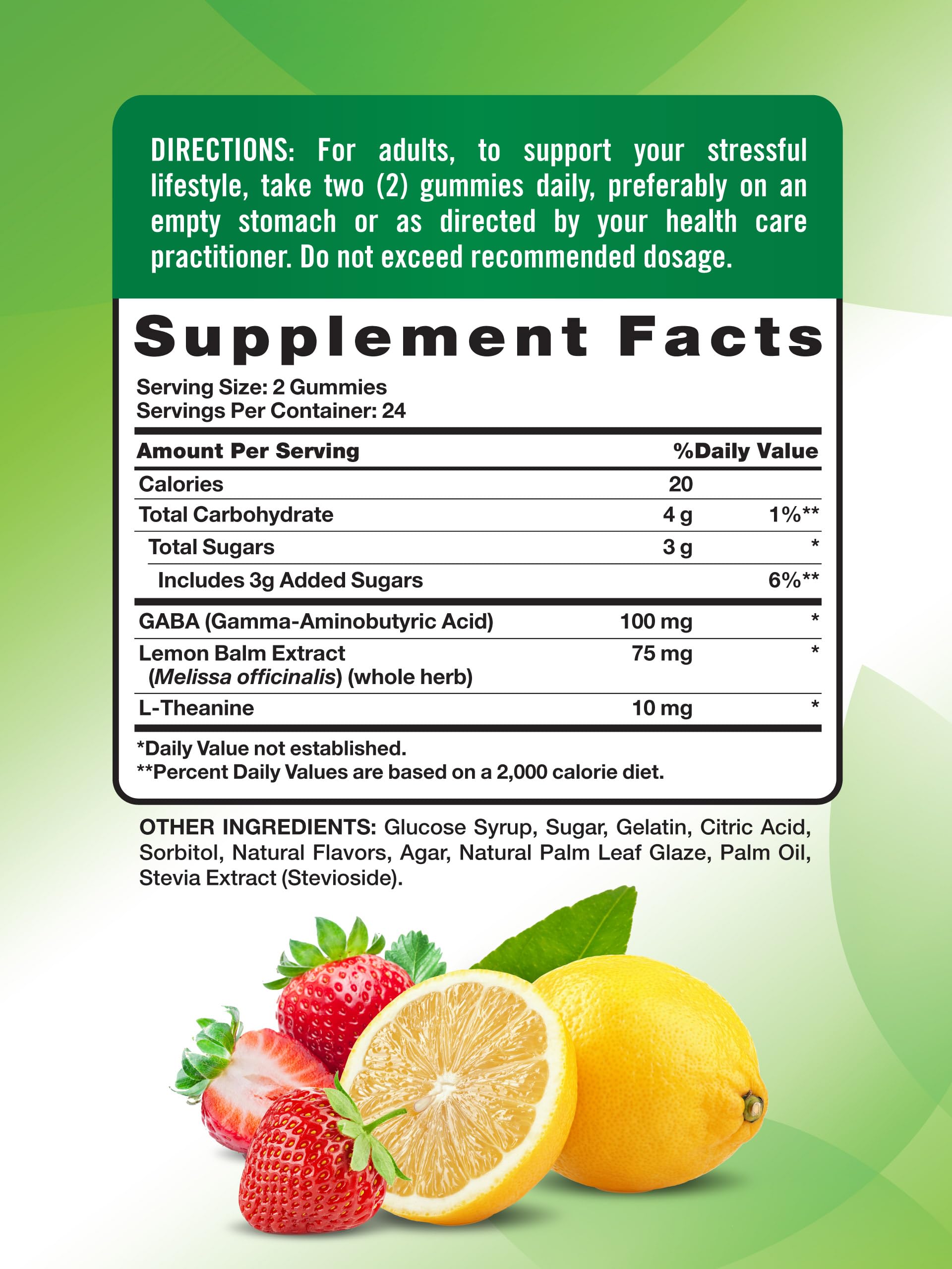 Nature's Truth Stress Relief Gummies for Adults | with Gaba, L Theanine, and Lemon Balm | Lemon Strawberry Flavor | Non-GMO & Gluten Free Supplement Nature's TruthAu supplements
