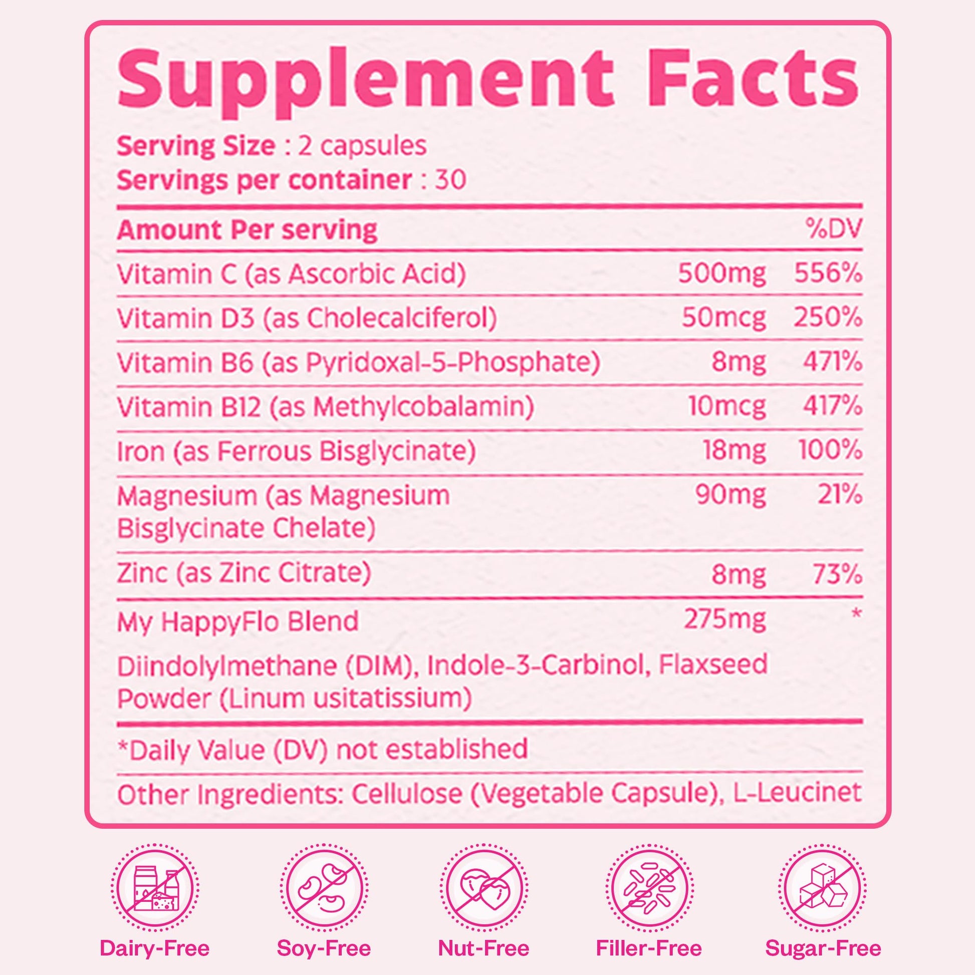 My Happy Flo PMS Support Supplement for Women with Iron, PMS Relief Hormone Support for Women, 10-in-1 PMDD Supplements for Women | DIM & I3C Indole-3-Carbinol for Cramp Relief, Heavy Flow - 60 Caps My Happy FloAu supplements